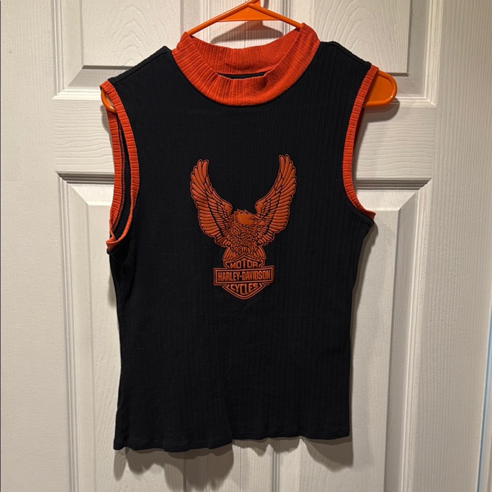 Harley-Davidson Black and Orange Tank Top